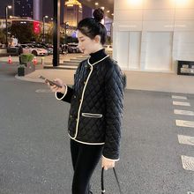 小香风轻薄羽绒棉服女短款2023新款冬季小个子菱格双排扣棉衣外套