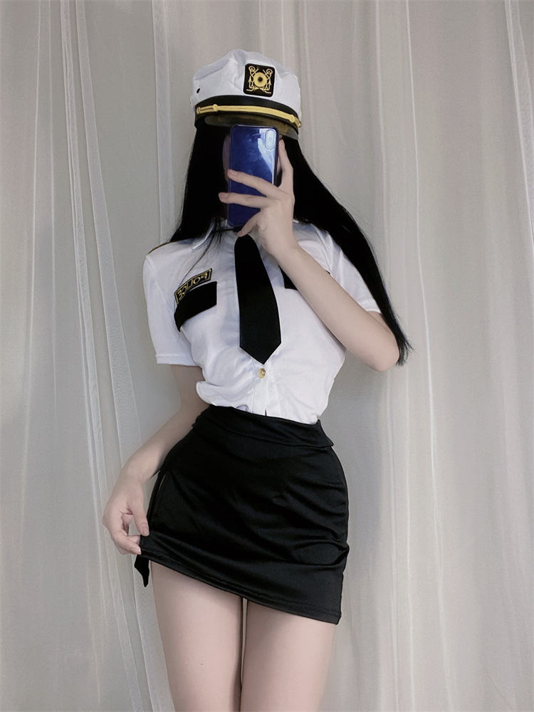制服诱惑女警道具情趣内衣夜店酒吧小姐姐可以包臀裙开衩大腿短裙