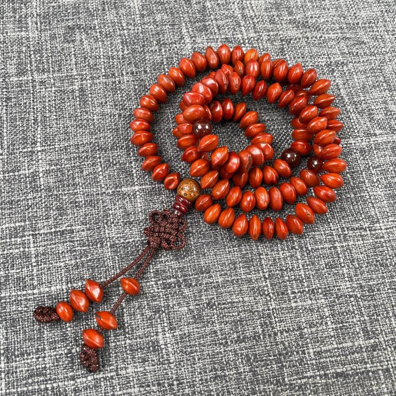 红色相思豆血菩提子手串红心菩提手链男女情侣本命年转运佛珠