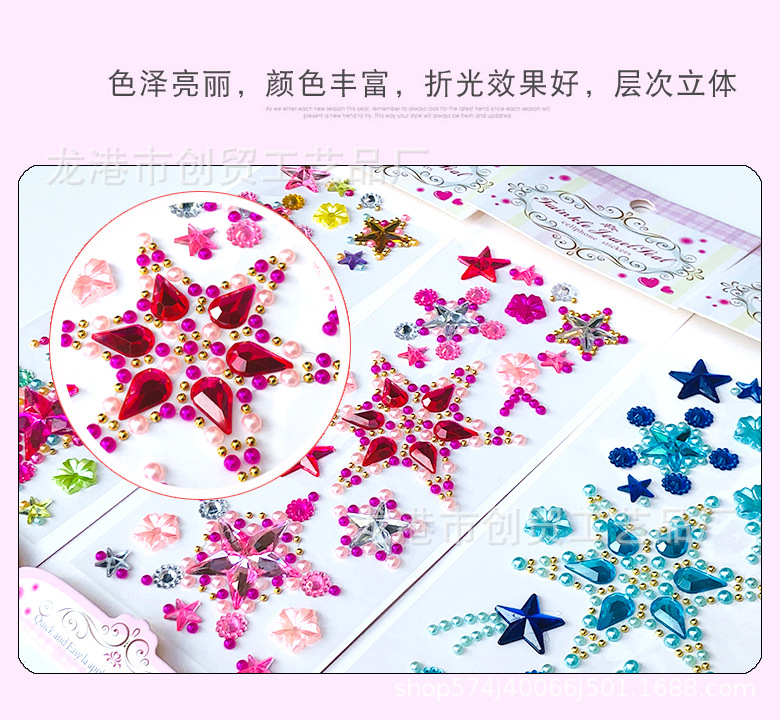 Wholesale Children's Toy Gem Stickers Crystal Ornament Acrylic Stickers Diy Decorative Rhinestone Girl Face Stick-on Crystals