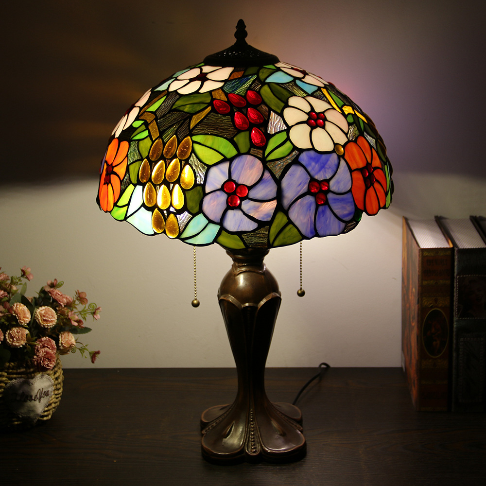 美式乡村彩色蒂凡尼室内装饰阅读台灯批发床头氛围灯 led彩色台灯