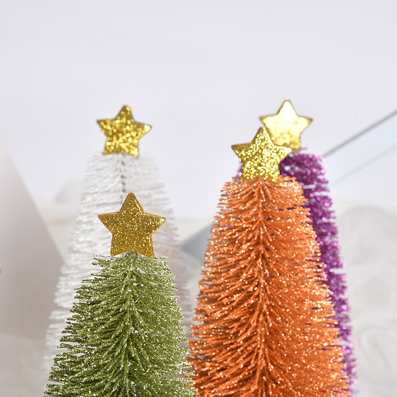 Christmas Mini Christmas Tree Glitter Powder Cedar Desktop Window Decoration Extra Small Christmas Decorations 15cm