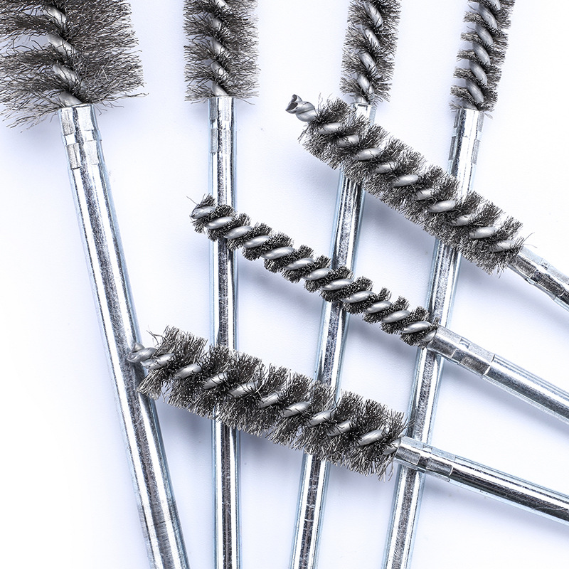 内孔钢丝刷 钢丝刷头 管道除锈刷 打磨抛光 带柄去毛刺圆清孔铁刷