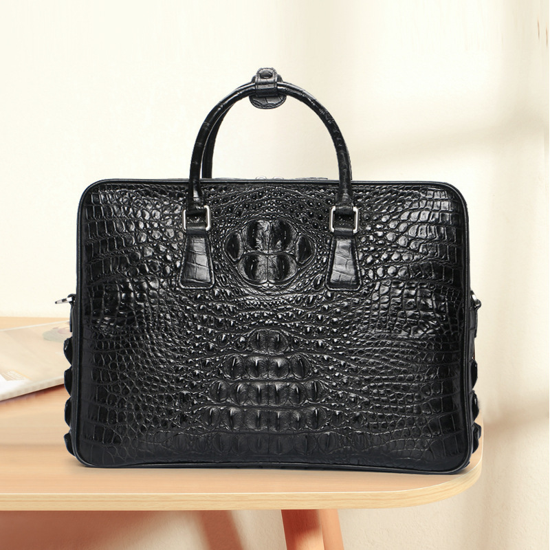 真鳄鱼皮男包手提包真皮男士商务包单肩包大容量真皮公文包