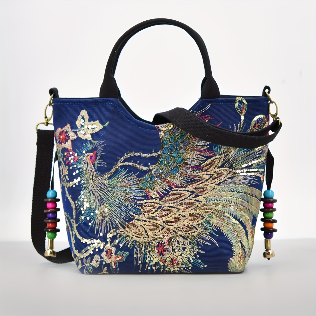 Ethnic Style Bags Embroidered Large Capacity Shoulder Strap Crossbody Bag Retro Canvas Embroidered Shoulder Handbag Handbag women bag