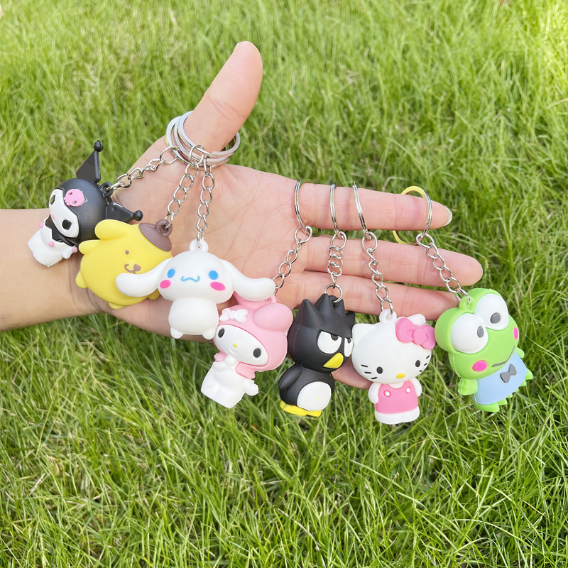 5025# Creative Soft Glue Stereo Hello Kitty Cool Penguin Cinnamon Dog Doll Keychain Cars and Bags Hanging Piece Pendant