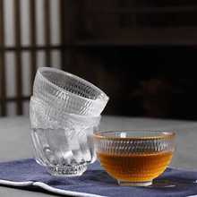 D8T7加厚玻璃小茶杯耐热日式锤纹品茗杯家用水晶透明茶杯功夫茶具