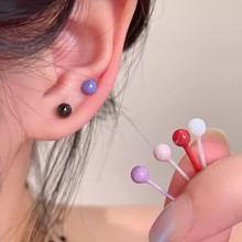 4mm糖果色生物瓷耳钉简约不易过敏睡觉不用摘男女通用养耳棒