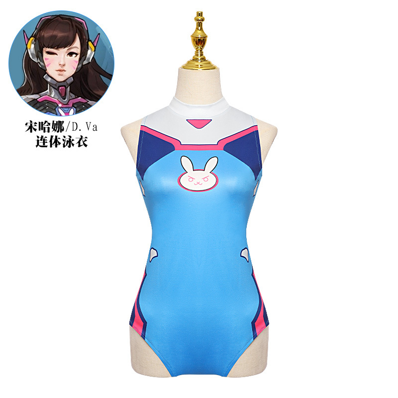 守望先锋dva 宋哈娜 学生少女泳装cosplay修身连体三角死库水泳衣