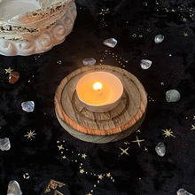 2023新款五芒星单烛台木质DIY蜡烛台圆盘摆件仪式配件altar bruja