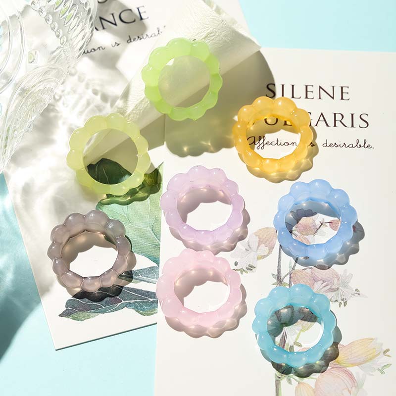 Korean Niche Design Wave Pattern Ring Ing Style Fashion All-Match Jelly Index Finger Ring Temperament Simple Ring