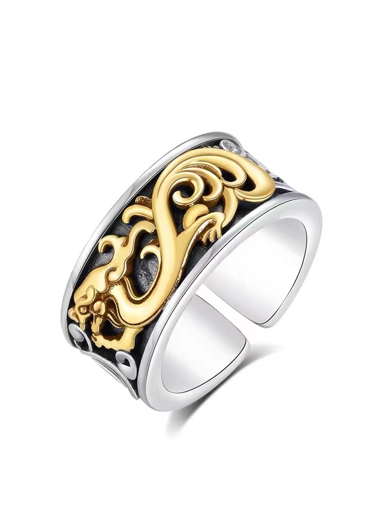 龙纹戒指男士复古国潮百搭霸气潮男单身个性情侣女指环-阿里巴巴