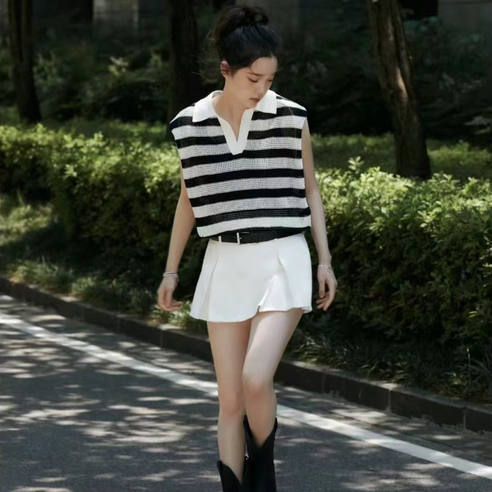 欧阳娜娜同款短裤女 2024夏新品中低腰牛仔裤裙裤(附腰带)白色