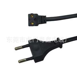 1.5米欧规二插弯头八字尾电源线 两圆插90度弯尾 录音机 投影仪线
