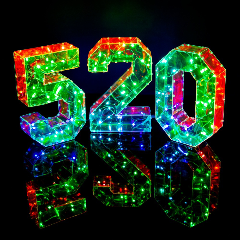 Colorful Letters for Decoration Luminous 520 Gift Proposal Ambience Light Birthday Party Usb Plug Creative Ornaments