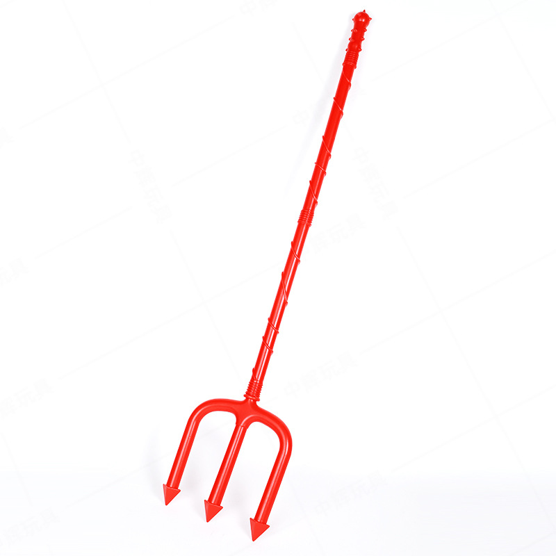 组装型红色魔鬼三角叉恶魔死神武器三叉舞台演出塑料道具厂家直批