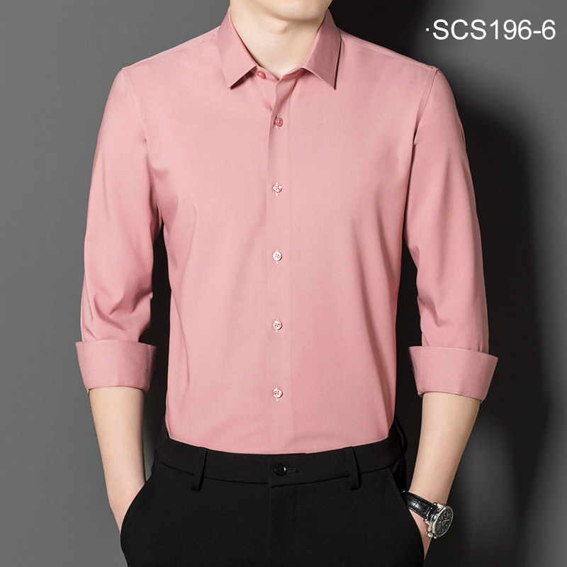 Men's High-End Mulberry Silk Non-Ironing Business Slim Shirt Solid Color Breathable Comfortable Stretch Casual Men's White Shirt
