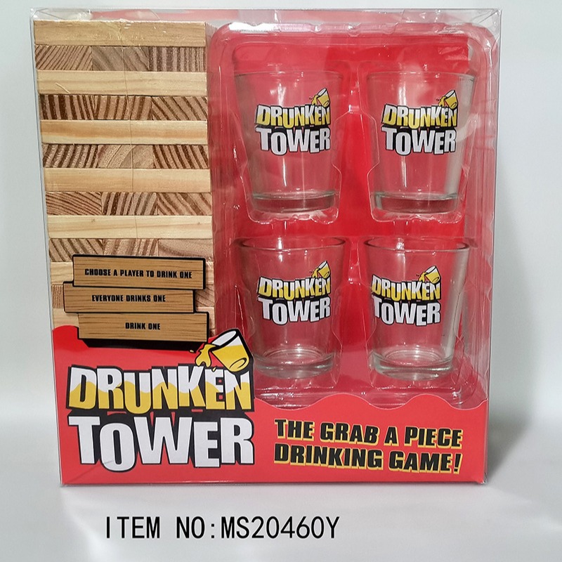 叠叠乐酒杯套装 木质积木叠叠乐喝酒游戏酒吧游戏叠叠乐积木60pcs