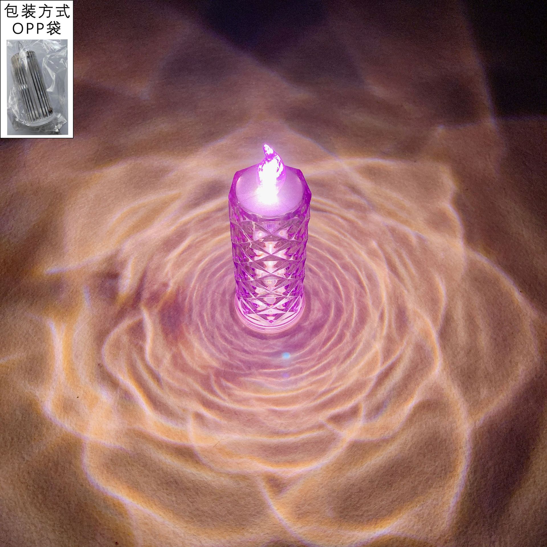 Rose Pattern Refraction Led Electronic Candle Light