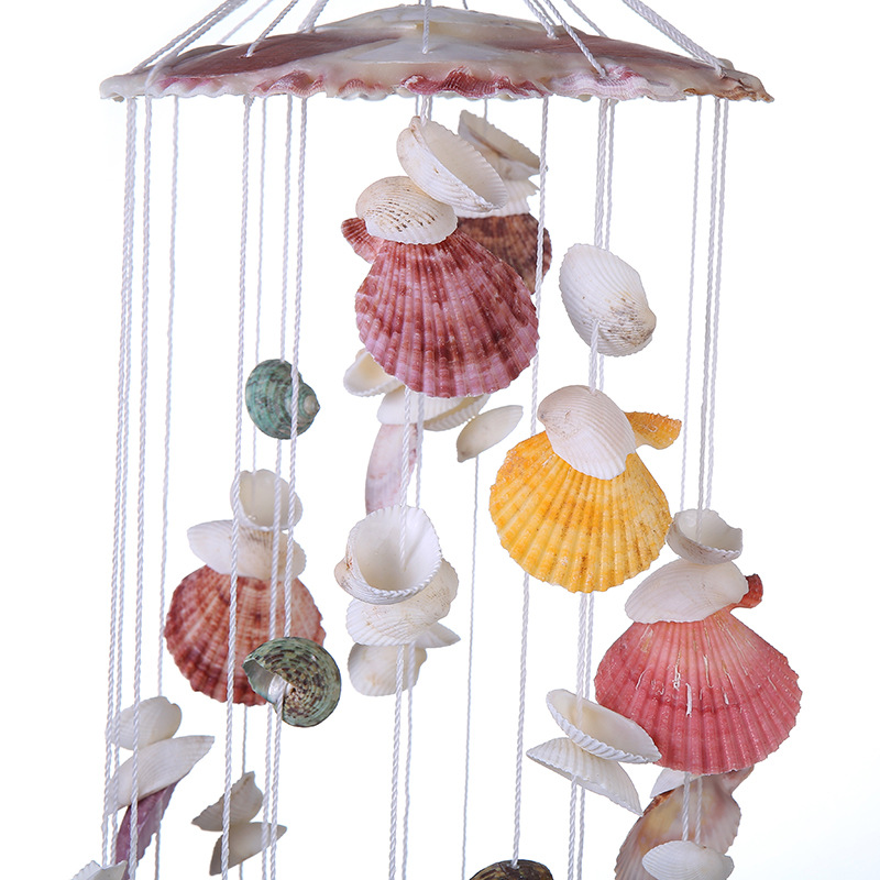 Factory Direct Sales Crafts Natural Marine Shell Double Dragon Wind Chimes Birthday Gift Balcony Room Hanging Door Decoration