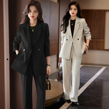 黑色西装外套女春秋时尚韩版高级感正装小个子职业装休闲西服套装