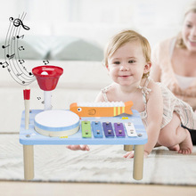木制儿童多功能敲琴台打乐合一打击乐器套装宝宝手拍鼓益智玩具