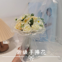 香槟玫瑰手捧花新娘结婚登记领证花拍照七夕情人节婚礼花束