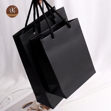 纯黑色手提袋包装袋礼品袋纸质珠宝首饰收纳袋购物袋印logo大号