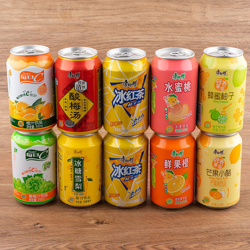 康师傅冰红茶310ml罐装整箱每日c橙汁葡萄水蜜桃冰糖雪梨饮料饮品