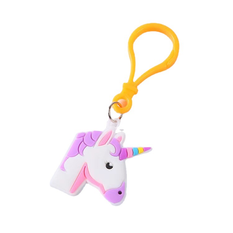 cartoon unicorn keychain pvc soft glue rainbow pendant ornament small gift toy