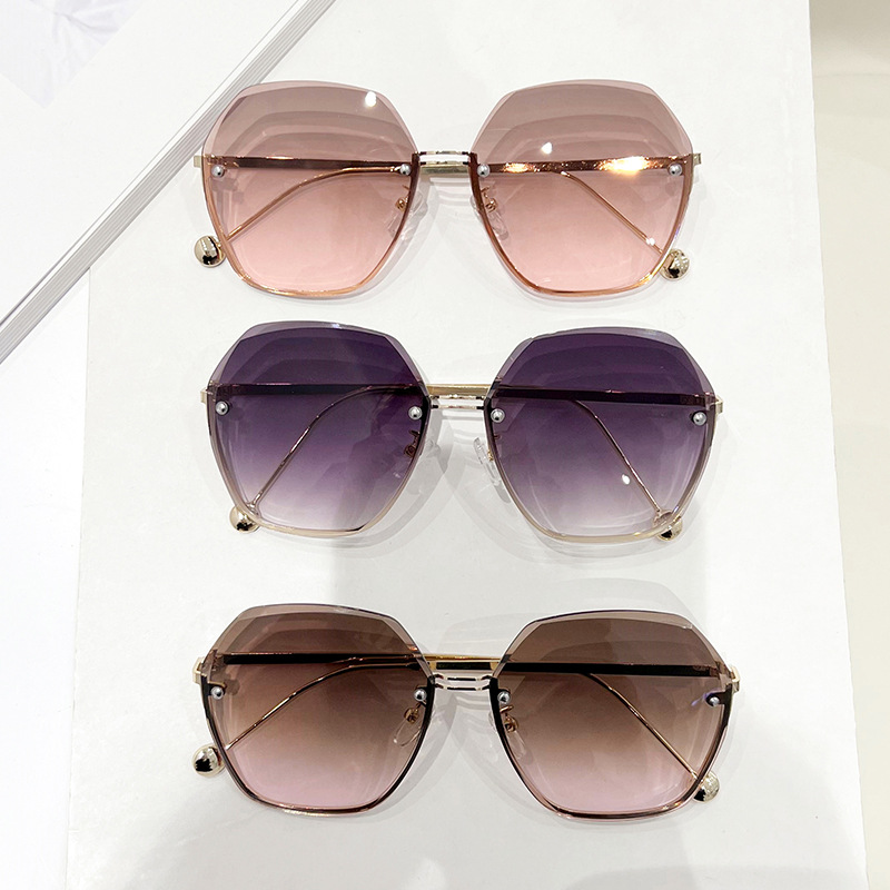 2024 New Fashion Temperament Rimless Sunglasses Irregular Trimming Sunglasses Uv Protection Sunglasses 8821-1