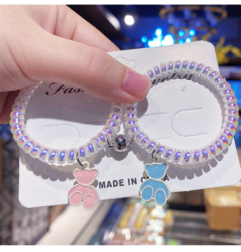 星黛露情侣手链发圈吸铁石手环送闺蜜情侣手串夜市摆摊学生饰品女