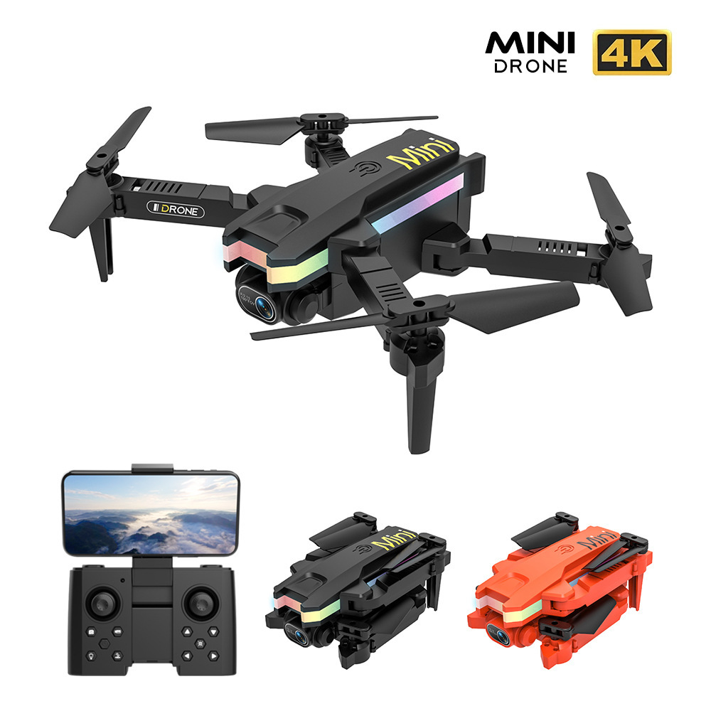 跨境xt8迷你无人机4k航拍飞行器定高玩具遥控飞机折叠多彩灯光