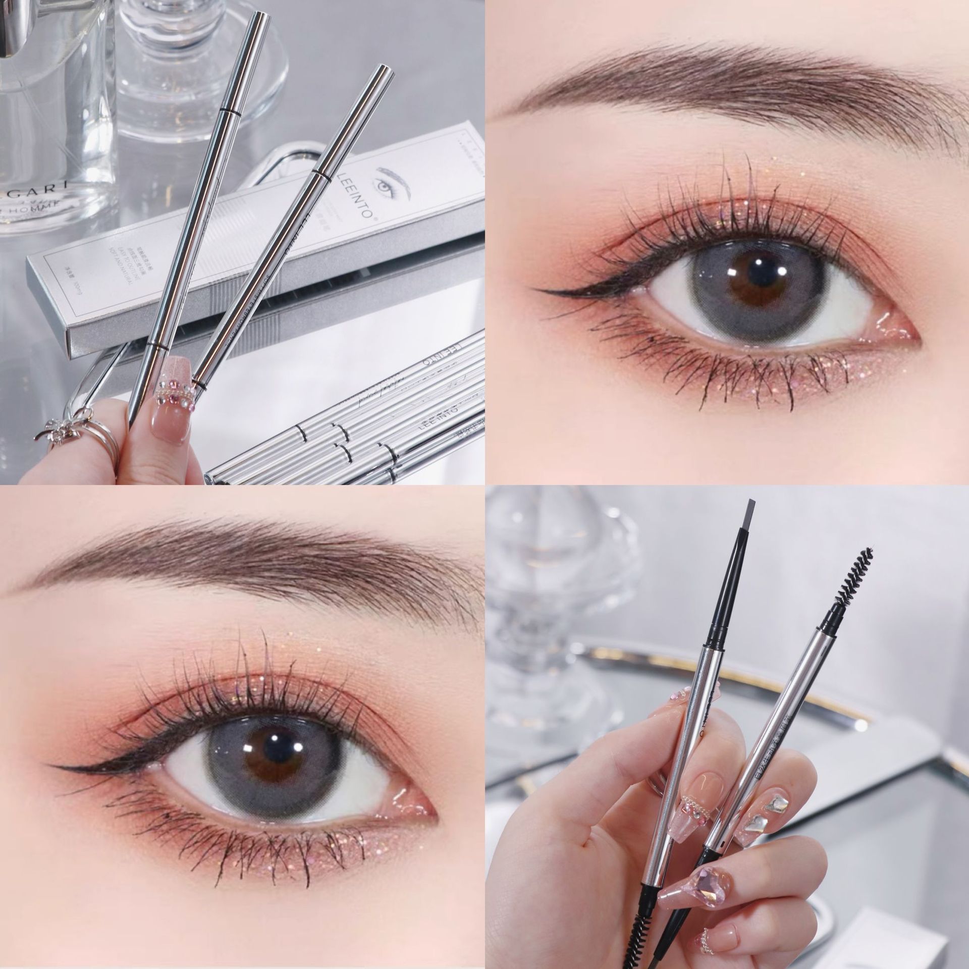 Lee into Natural Soft Mist Eyebrow Pencil Wild Eyebrow Double Head Extremely Thin Cosmetics Wholesale Waterproof Not Smudge Authentic