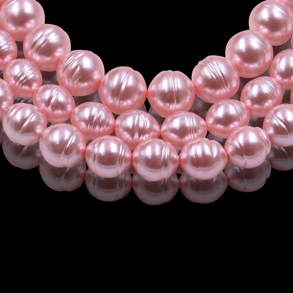 浪漫粉色情迷巴洛克珍珠椭圆水滴不规则变体珠玻璃仿珍珠饰品配件