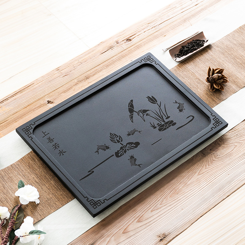茶桌乌金石茶盘中间嵌入式漏水盘尺寸盖板面板49/37石制托盘