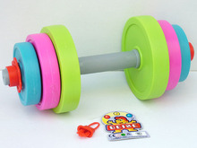 厂家直销儿童举重器玩具健身器幼儿杠铃塑料哑铃感统训练组装