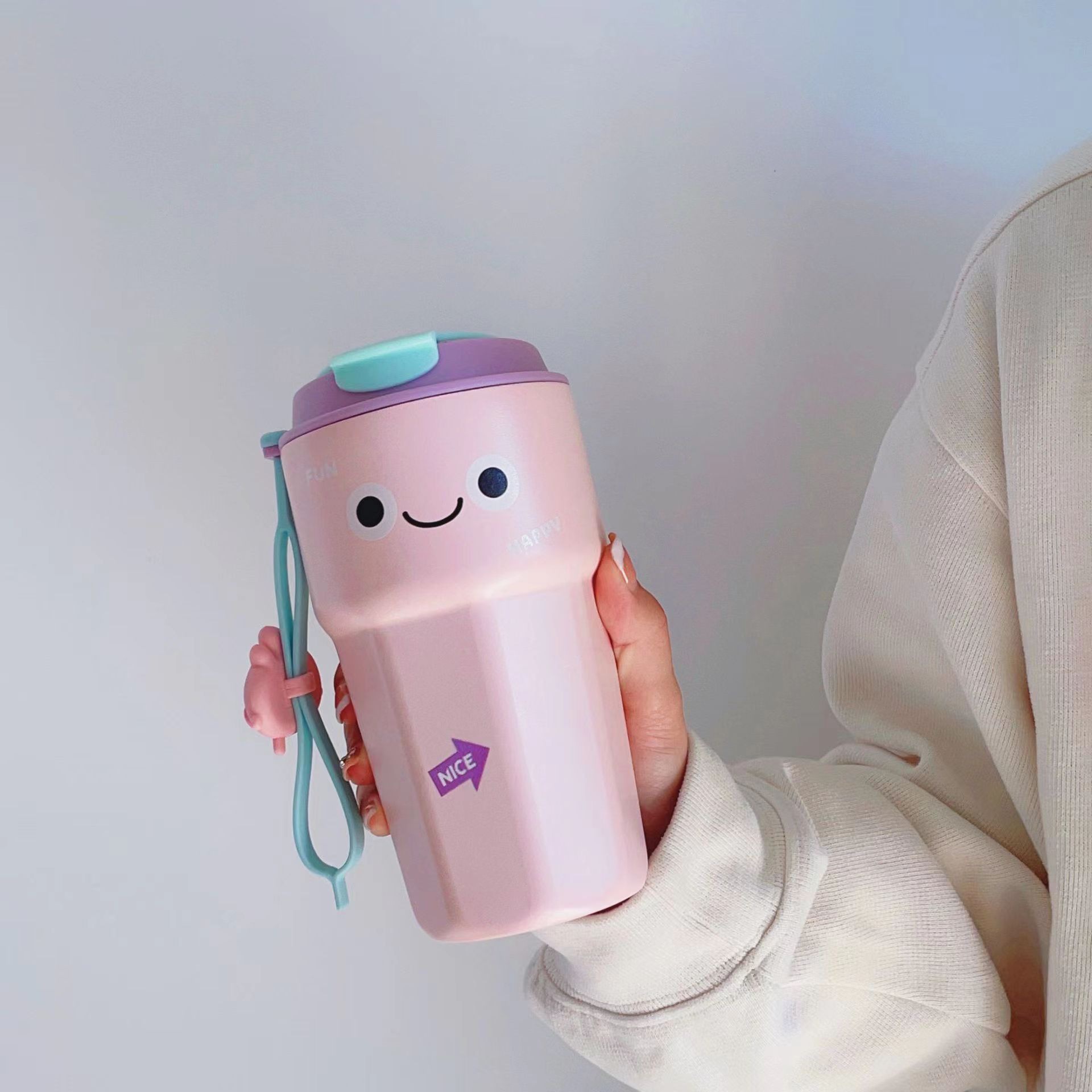 Cute Thermal Mug Coffee Cup Portable Good-looking Water Cup Girls' Cold-Keeping Cup Stainless Steel Couple Traveling