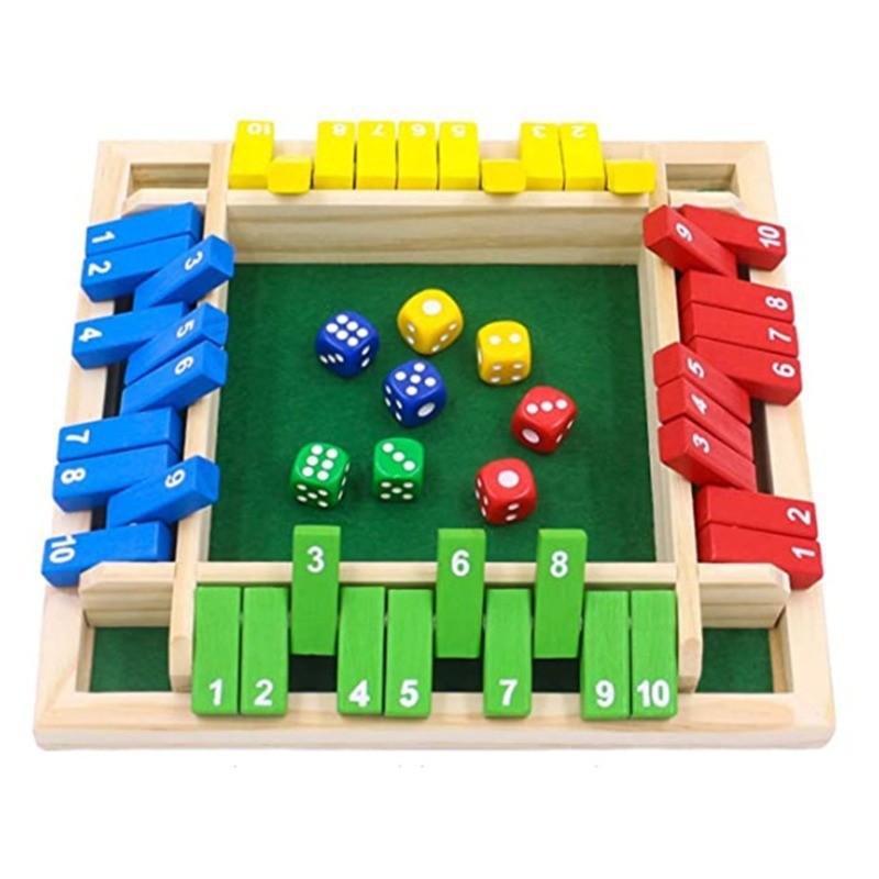 Wooden Four-Sided Flip Game Digital Game Children's Parent-Child Board Game Bar Party Leisure Gambling Game