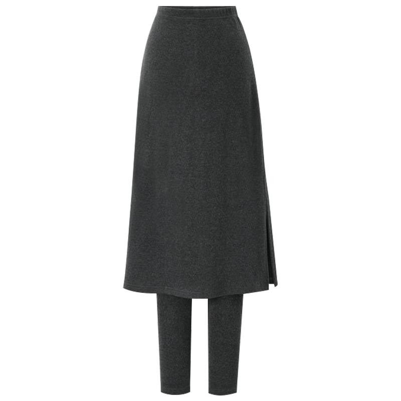 100.00kg Autumn and Winter Fleece-lined Fake Two-Piece Skirts One-Piece Trousers Korean Warm Leggings One-Step Skirt Hong Kong Style S-5XL