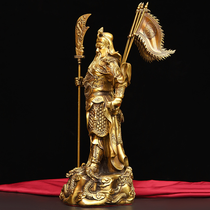 铜关公摆件铜雕像佛像纯铜九龙武关二爷神像公司开业供奉客厅