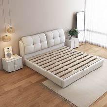 现代简约奶油风主卧床双人1.8x2米床静音床1.5米实木婚床包邮
