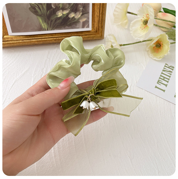 蝴蝶结铃兰花发圈花朵头绳女生高级感轻奢气质皮筋扎头大肠圈发绳