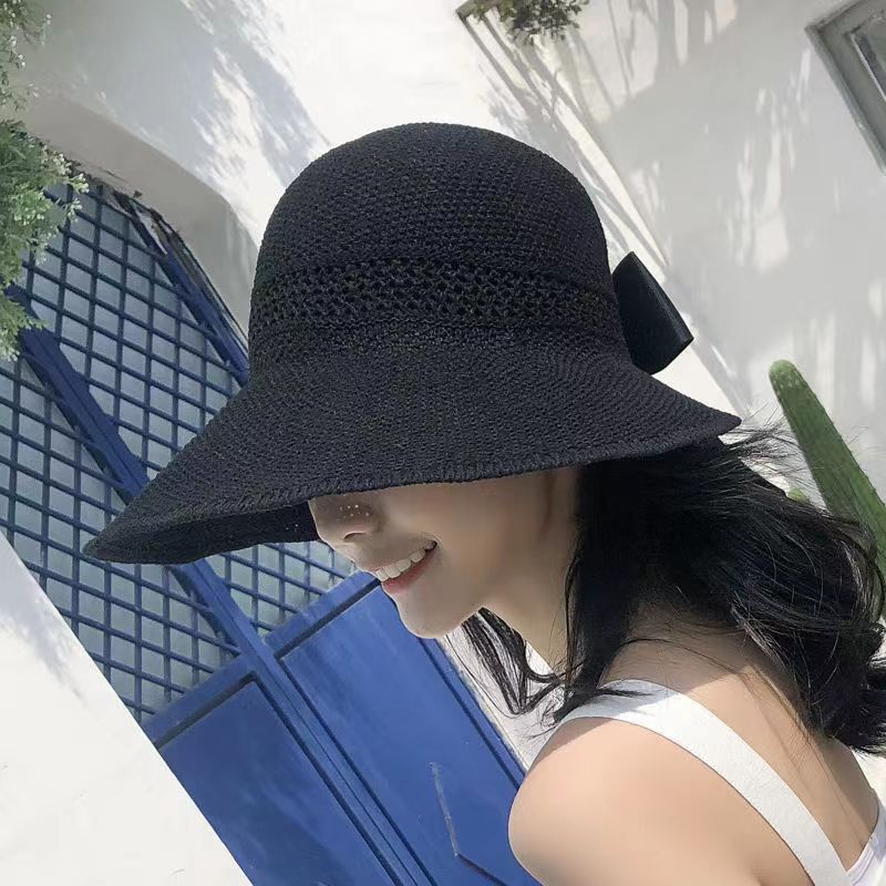 Hat Spring and Summer Sun Hat Female Roll Topless Hat Beach Big Brim Sun Protection Hat Summer Hat Folding Sun-Shade Fisherman Hat