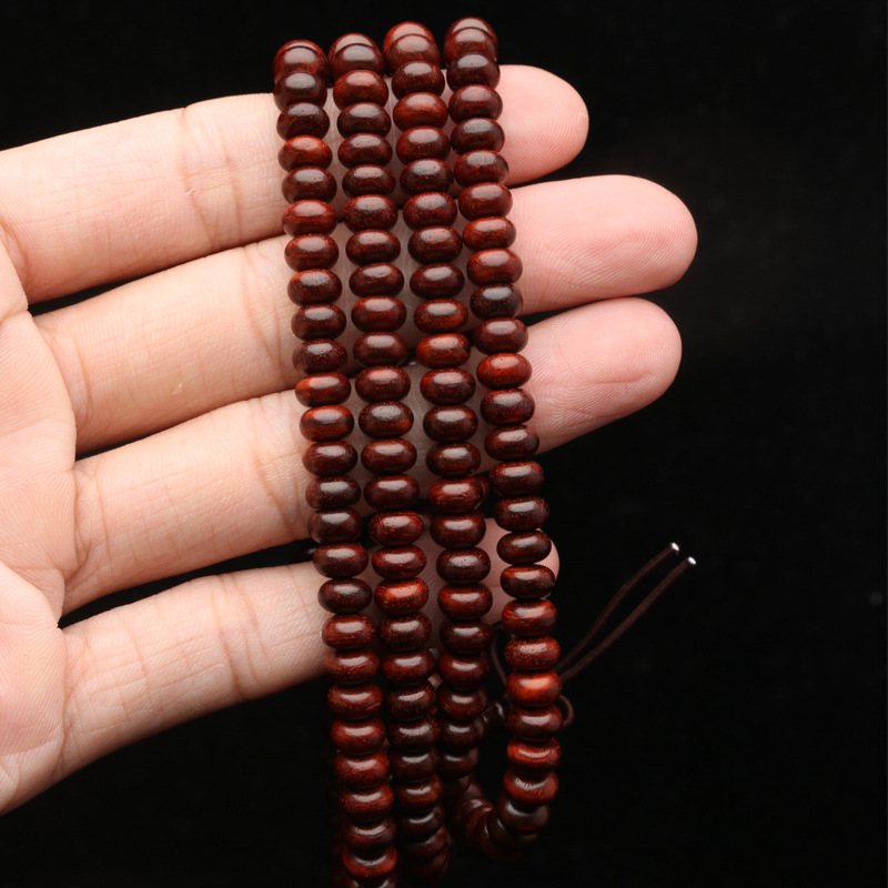 印度小叶紫檀 4mmx7mm 216颗粒 长款 算盘珠 饼珠 檀香紫檀佛珠