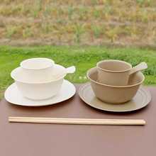 OP2B稻壳一次性碗筷餐具可降解套装加厚三四件套宴席户外露营餐具