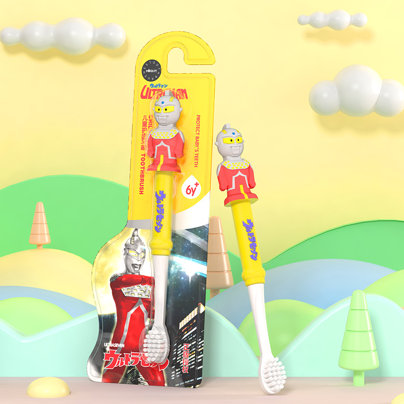 Authentic Authorized Ultraman Children Soft-Bristle Toothbrush 4-9-12 Years Old Baby Independent Packaging Toothpaste Toothbrush Wholesale Factory