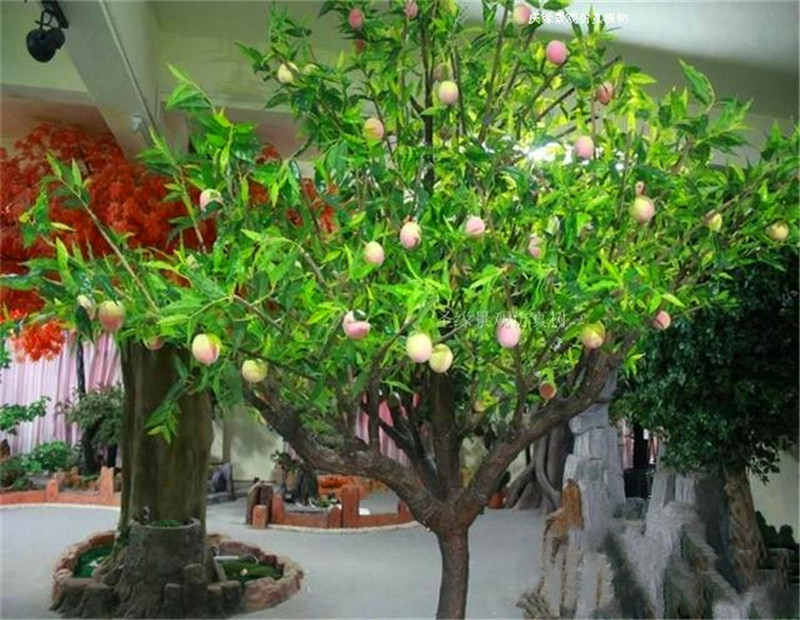 仿真蟠桃树假桃树室内外商场水果店超市民宿餐厅农庄落地摆件果树