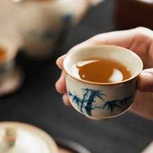 Y8Z手绘米黄汝窑茶杯品茗杯陶瓷家用小号个人主人杯功夫茶具茶碗