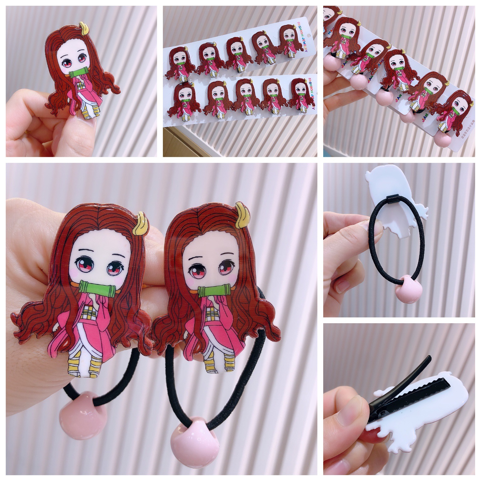 鬼灭之刃单弥豆子发绳鬼灭发夹发饰二次元动漫卡通亚克力女童压夹